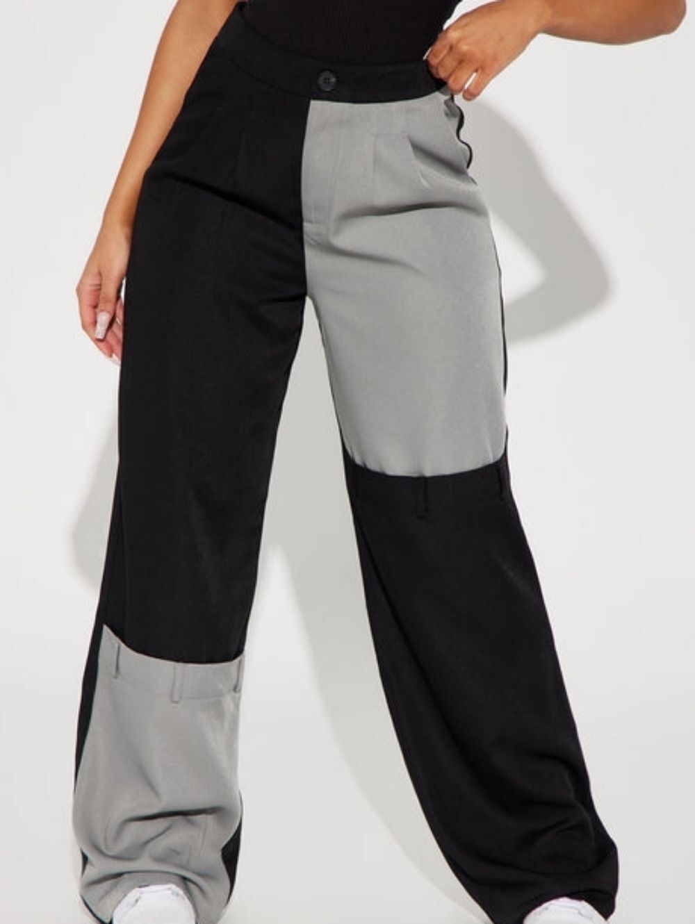Fashion Nova Womens Black Combo Mixed Signals Colorblock Trouser NWT Size Medium
